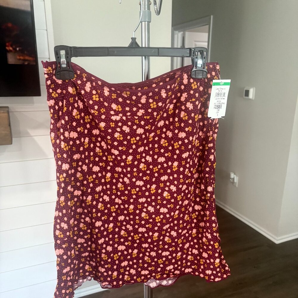 Free People Floral Ruby Red Mini Skirt 6